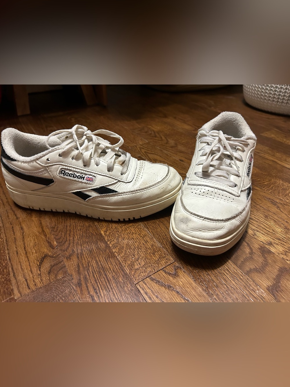 Reebok Unisex Club C 85 Vintage Shoes White Sneakers with Black Details